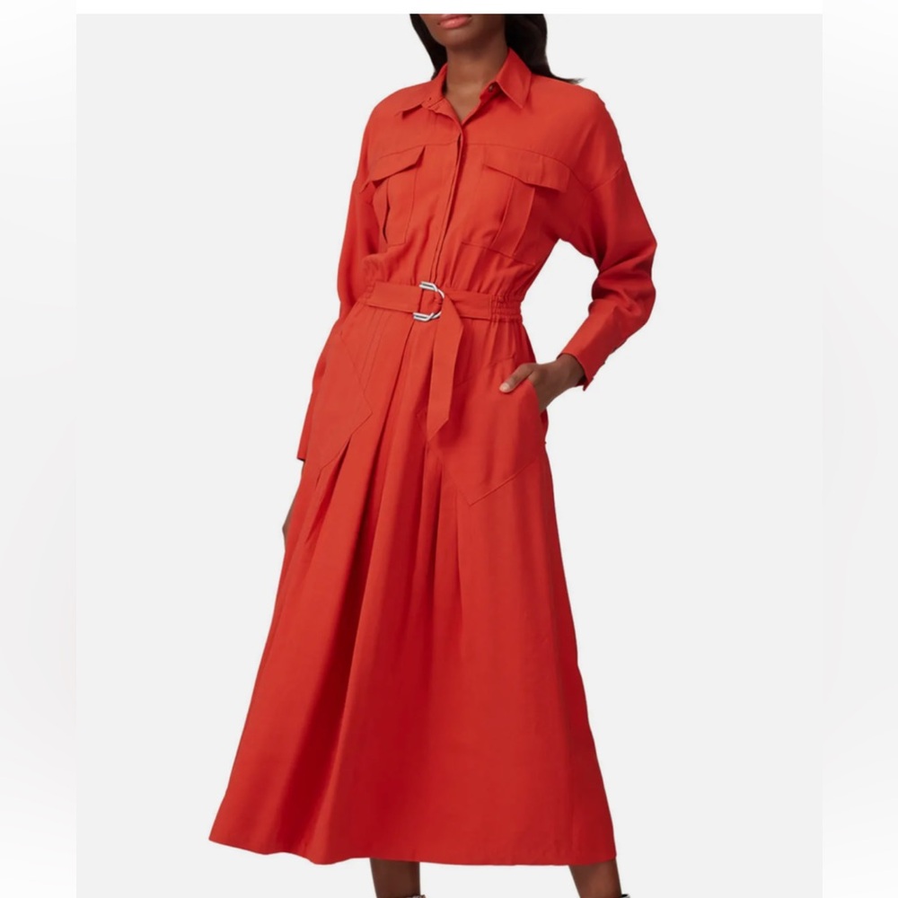 C/MEO Collective Women's Explanatory Long Sleeve Burnt Orange Dress Sz L/US 8